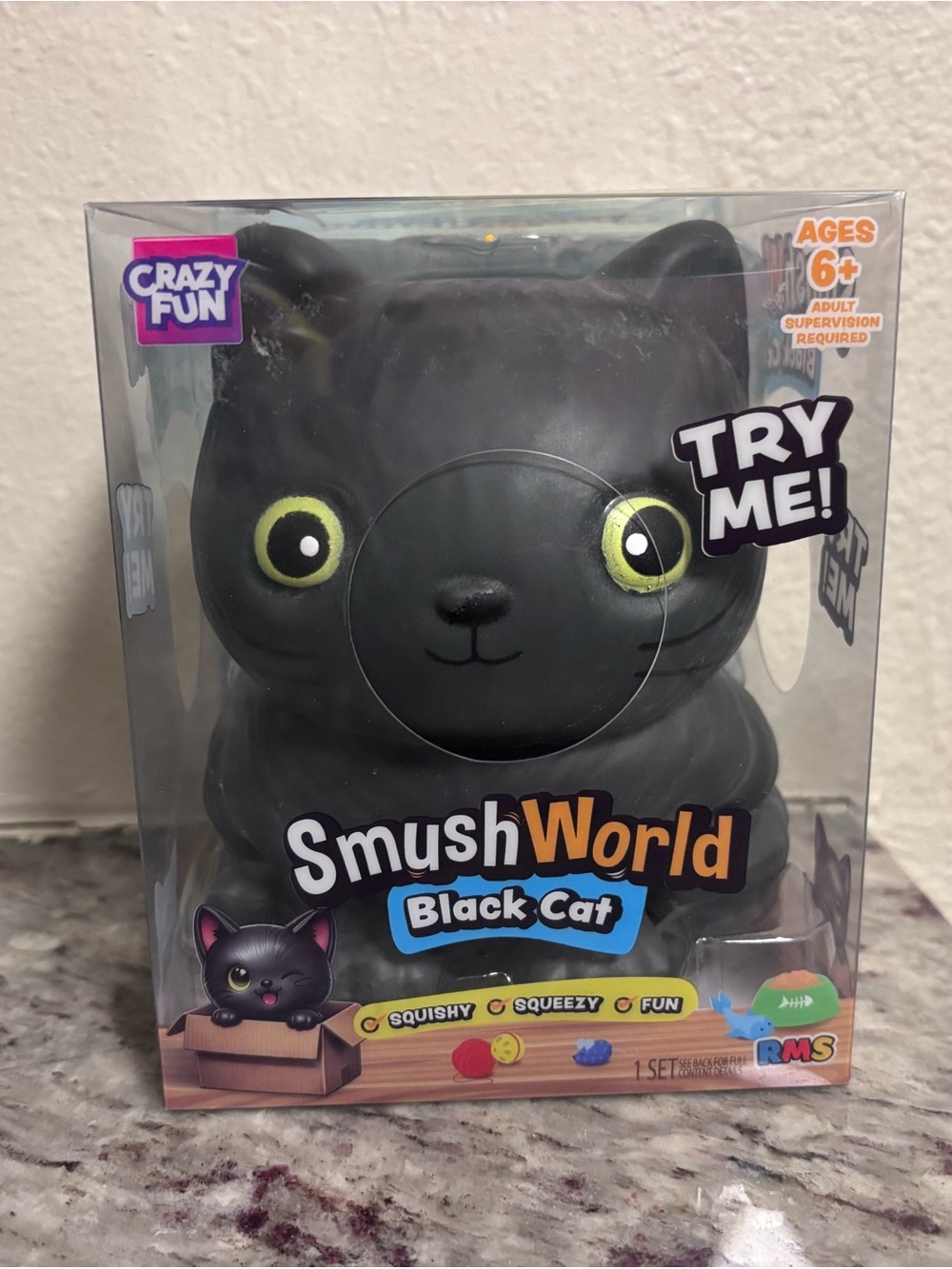 RMS SmushWorld Black Cat Squishy Squeezy Toy